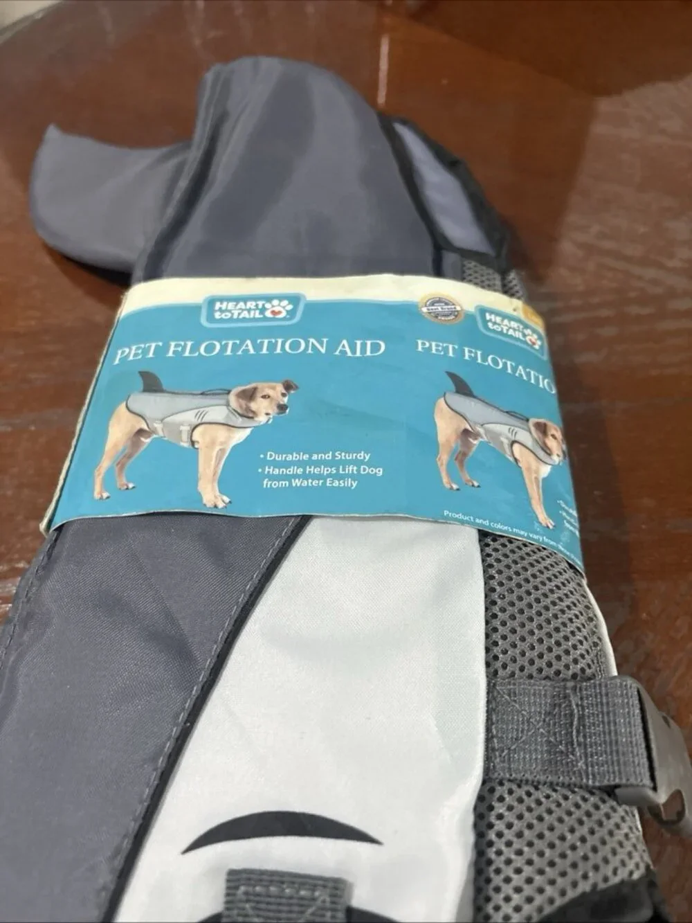 Heart to Tail Dog Shark Flotation Aid Life Jacket Large 70-110 Lb Rescue Handle